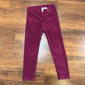 Janie and jack velvet ribbed burgundy Kids Leggings | size 4